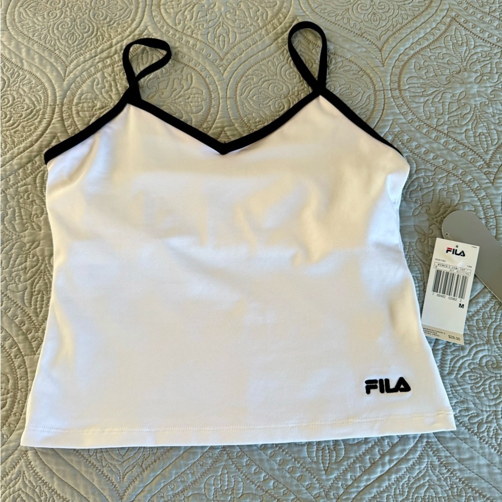NWT FILA Woman’s Cami Tank Top White with Black trim size medium - Picture 4 of 8